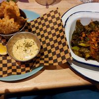 Crispy oyster mushrooms and collared greens at Lucky Pig - Paradise Palms in Edinburgh
