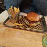 Lucky chicken burger and fries at Lucky Pig - Paradise Palms in Edinburgh
