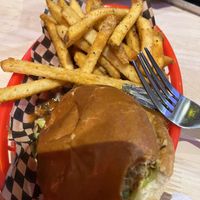 Fried burger, all tasty - photo doesn’t do it justice   at Lucky Pig - Paradise Palms in Edinburgh