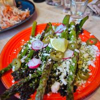 Asparagus and broccoli at Antojitos Cantina - Paradise Palms in Edinburgh