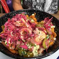 Delicious messy fries! at Lucky Pig - Paradise Palms in Edinburgh