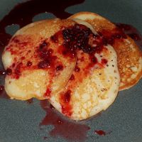 Homemade pancakes - that sauce tho   at Lucky Pig - Paradise Palms in Edinburgh