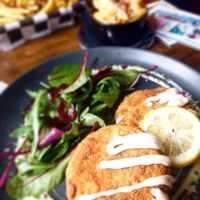 Jackfruit crab cakes - delicious  at Lucky Pig - Paradise Palms in Edinburgh