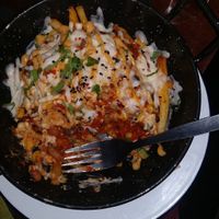 Not a great photo because it was dark, vegan chilli cheese fries at Lucky Pig - Paradise Palms in Edinburgh