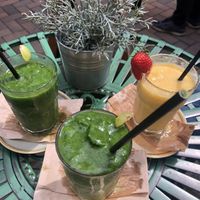 Green and yellow smoothies at Fox Cafe in Nottingham