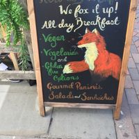 Exterior sign at Fox Cafe in Nottingham