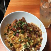 butter chicken poutine at MeeT in Gastown in Vancouver