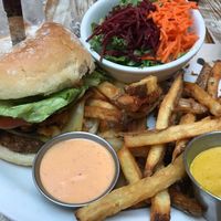 bacon cheese burger  at MeeT in Gastown in Vancouver