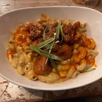Mac’n’cheese with buffalo cauliflower   at MeeT in Gastown in Vancouver