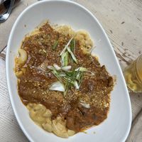 Mac and cheese with vegan butter chicken as extra protein… also wow!  at MeeT in Gastown in Vancouver