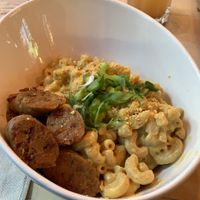 Mac n Cheese with Italian sausages at MeeT in Gastown in Vancouver