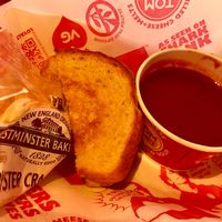 Vegan grilled cheese + tomato soup  at Tom + Chee in Newport