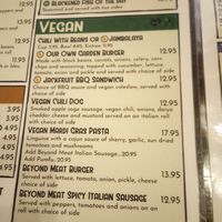 Vegan portion of the menu at Allyn's Cafe in Cincinnati