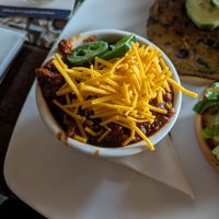 Vegan chili with Daiya cheddar at Allyn's Cafe in Cincinnati