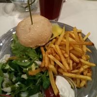 Vegan burger with organic french fries and homemade lemonade at Holigans in Vilnius