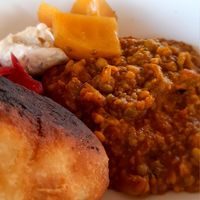Dhal with yummy naan at Cafe De Ceuvel in Amsterdam