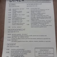 Dinner menu at Cafe De Ceuvel in Amsterdam