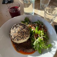Filled bao bun at Cafe De Ceuvel in Amsterdam