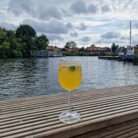 Right on water at Cafe De Ceuvel in Amsterdam