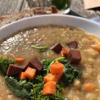 Erwtensoep met seitan  at Cafe De Ceuvel in Amsterdam