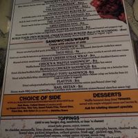 Menu at GWARbar in Richmond