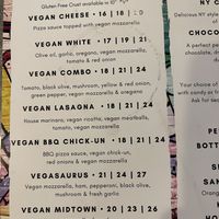 Part of the menu  at Este Pizza in Park City