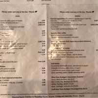 English menu at Cafe DA in Stuttgart