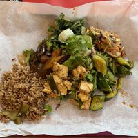 veggie sampler + stir-fried rice! at Lona's Lil Eats in St Louis
