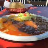Vegetarian Enchiladas “Christmas Style"  at El Patio in Albuquerque