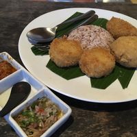 Mixed deep fried vegan goods like tofu balls at Sopa - Jl Raya Nyuh in Ubud