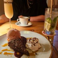 The Vegan Chocolate Dessert with the herbs & spices cocktail (including their own brewed gin!) at Eetcafe Ceramique in Maastricht