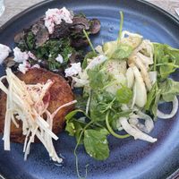 Mushrooms, vegan feta, potato rosti   at Ray Cafe in Brunswick