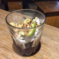 Vegan jaffa mousse with figs, hazlenut and coconut yoghurt  at Ray Cafe in Brunswick