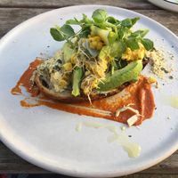 Avocado and corn on toast at Ray Cafe in Brunswick