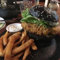 The cauliflower burger, yummo  at Ray Cafe in Brunswick