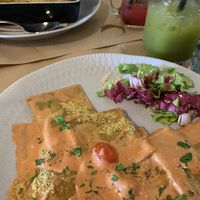 Ravioli and Lasagne - home made - plus nice juices  at Samelo Veg in Tenerife