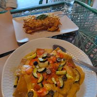 Raviolis y lasaña at Samelo Veg in Tenerife