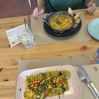 Ravioli and vegan cheese with spinach   at Samelo Veg in Tenerife