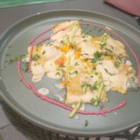 Ravioli con salsa canaria plant base at Samelo Veg in Tenerife