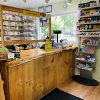 Counter with sweets/supplements at New Morning Natural Foods in Manchester Center