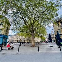 Seating in the square opposite   at Chai Walla in Bath