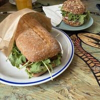 Tofu roll and bagel   at Niebostan in Lodz