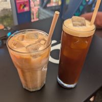 Ice americano and ice latte without milk at Niebostan in Lodz