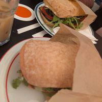 Ciabatta rolls with tofu and tempeh at Niebostan in Lodz
