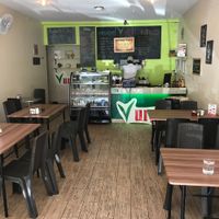 Dining room and counter at Green Vurgers in San Jose