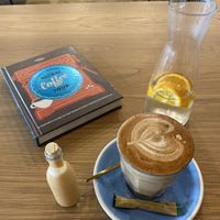 Ginger shot and coffee. at The Grind Coffee Company in Johannesburg