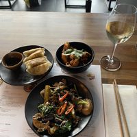 Bang bang cauliflower, gyoza and teriyaki stir fry vegetables  at Wagamama - Central Station in Amsterdam