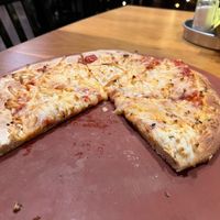 plain vegan cheese with marinara and garlic crust at Portland Pie Company in Brunswick