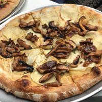 Potato pizza with added mushroom bacon at Double Zero in New York City