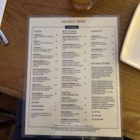 Menu  at Double Zero in New York City
